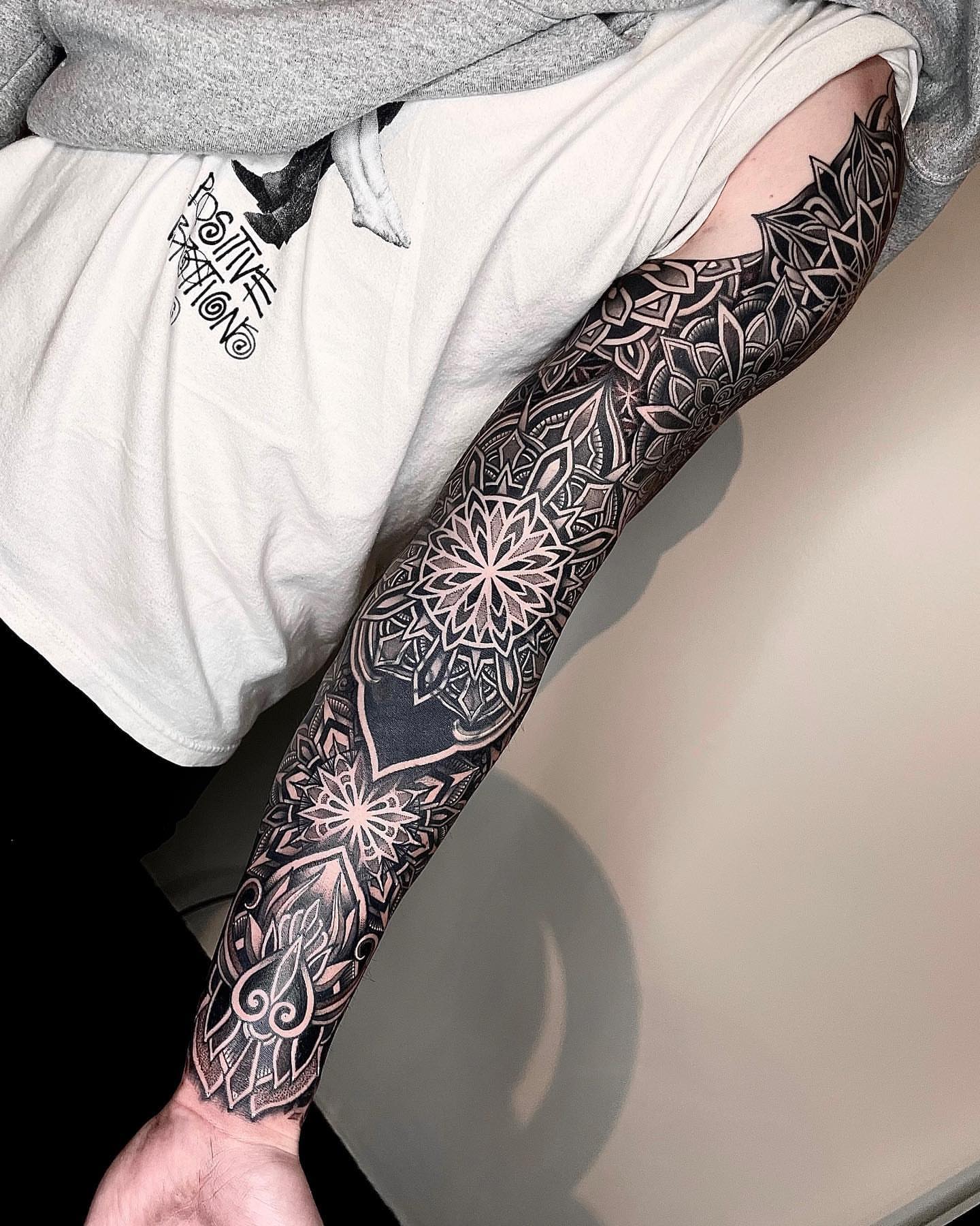 Mandala geometric tattoo on the forearm by LA tattoo
