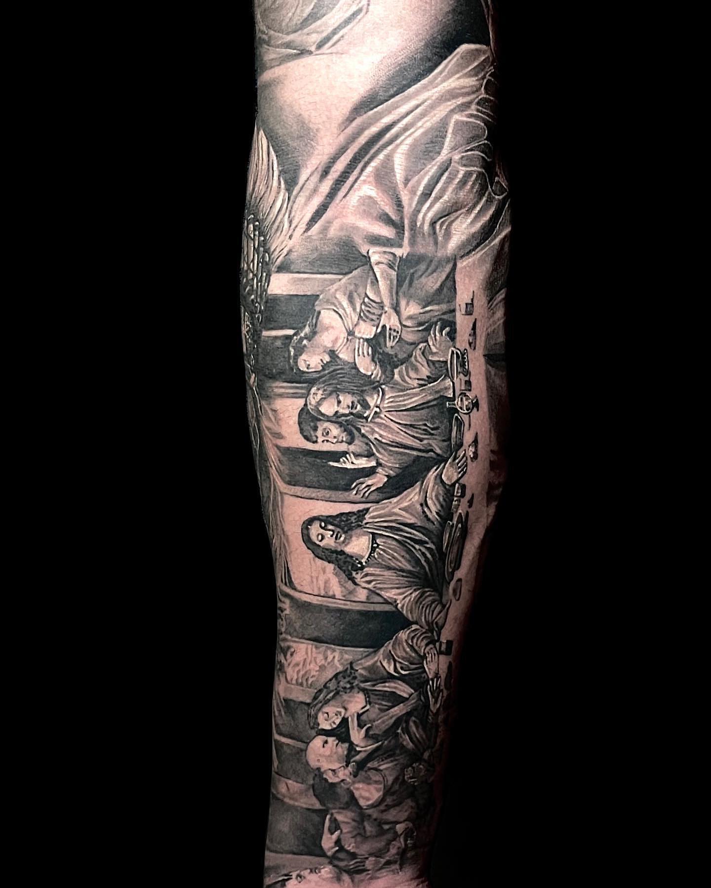 Tattoo by @ibanez773 — black_and_grey, realism