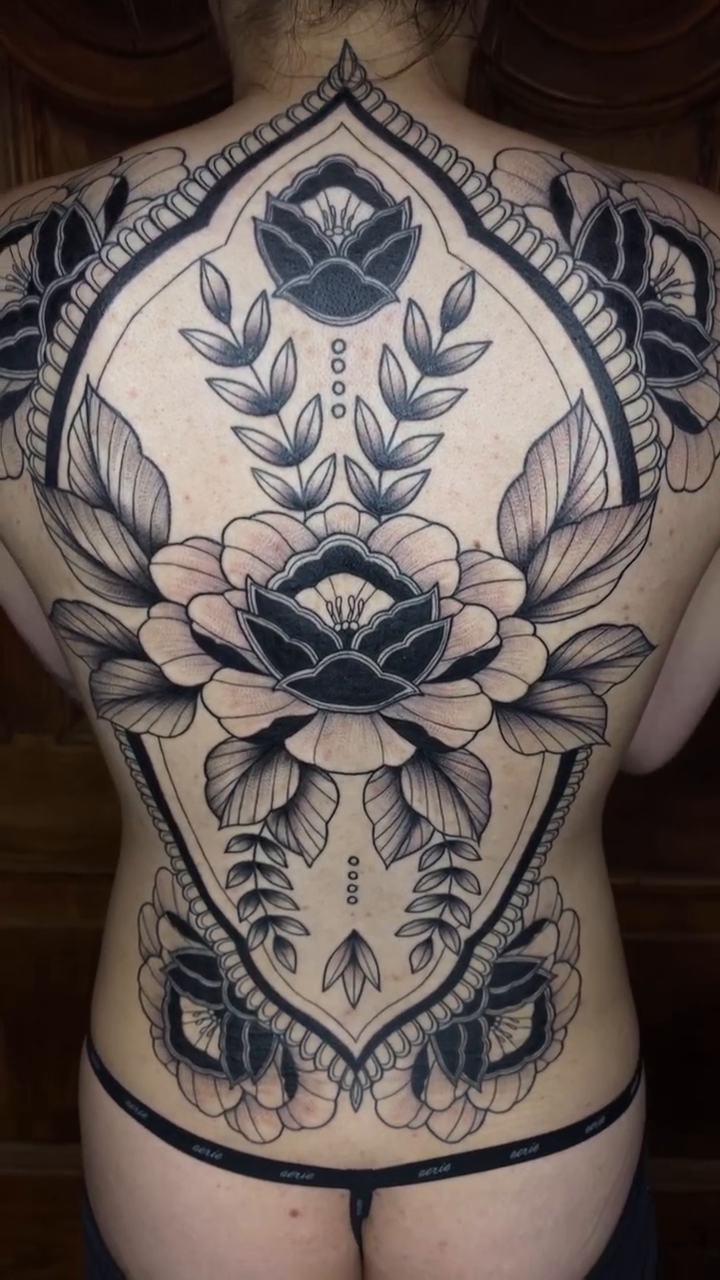 Tattoo by @thepaintedlady_tattoo — ornamental, black_and_grey