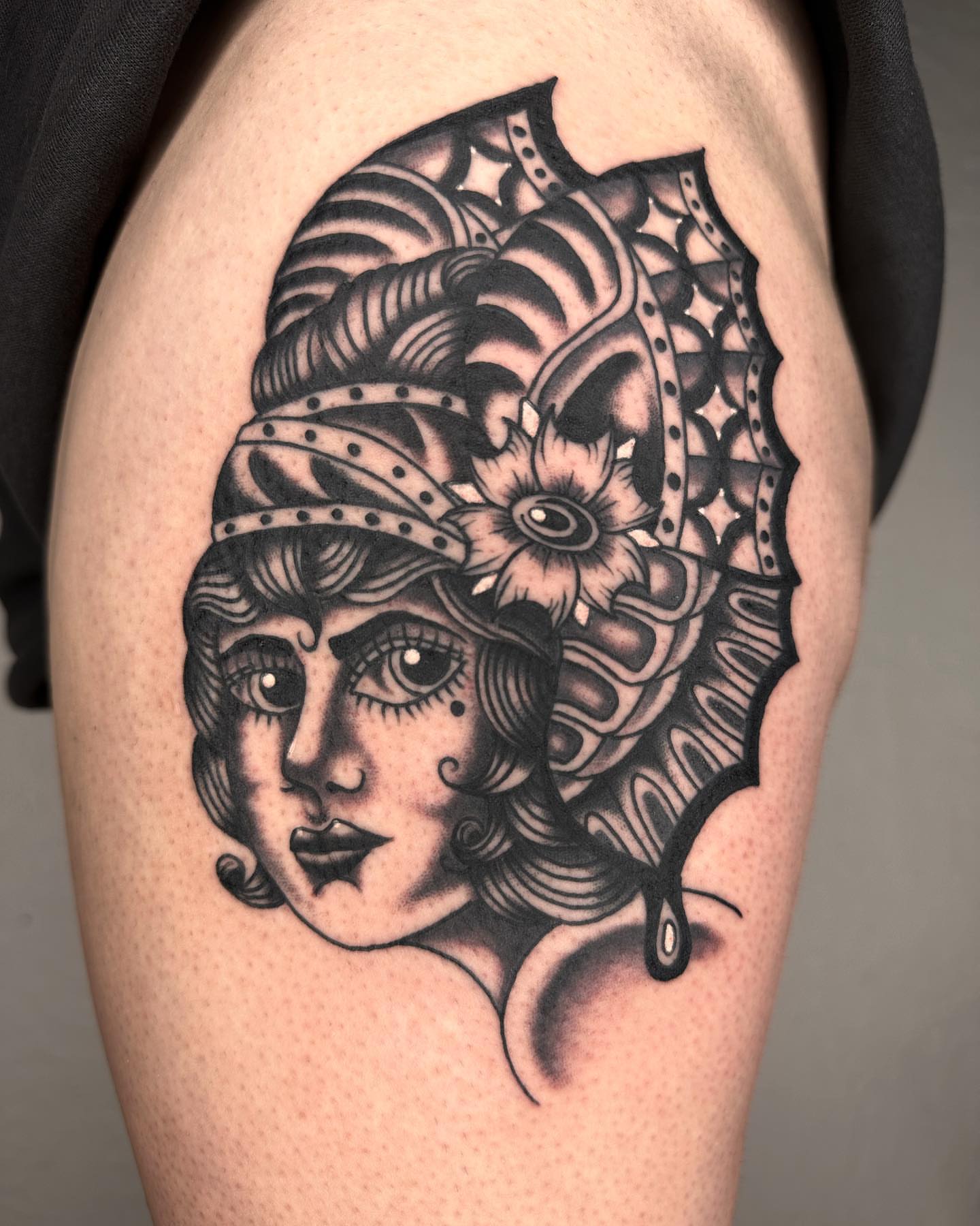 Tattoo by @lijxmachina — american_traditional, black_and_grey
