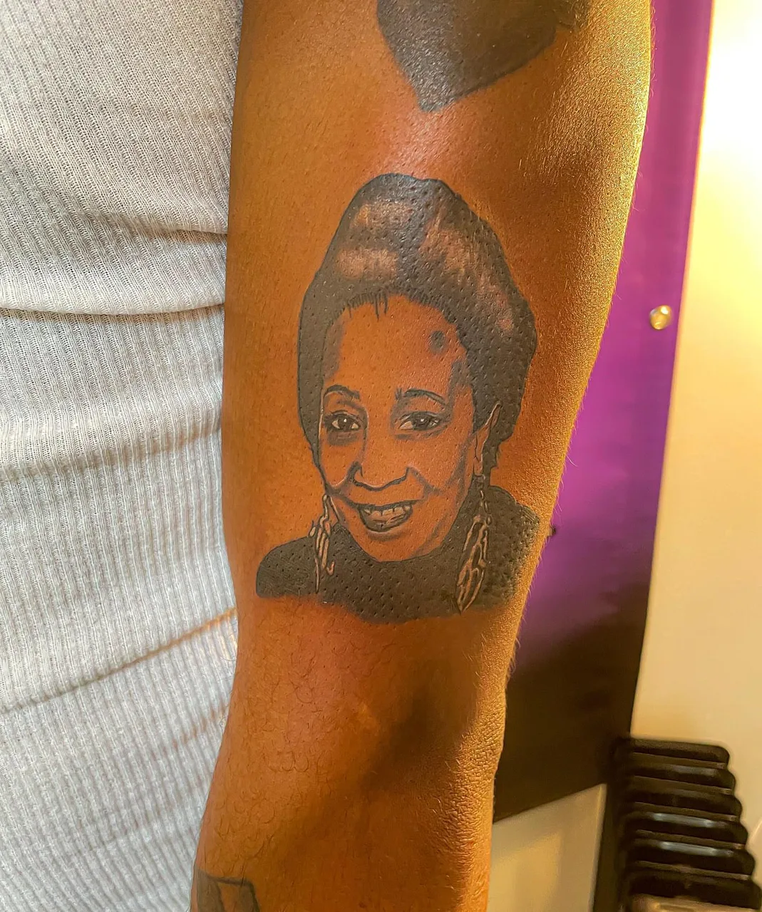 Portrait realism tattoo on the forearm by lizzy, Damascus, Maryland
