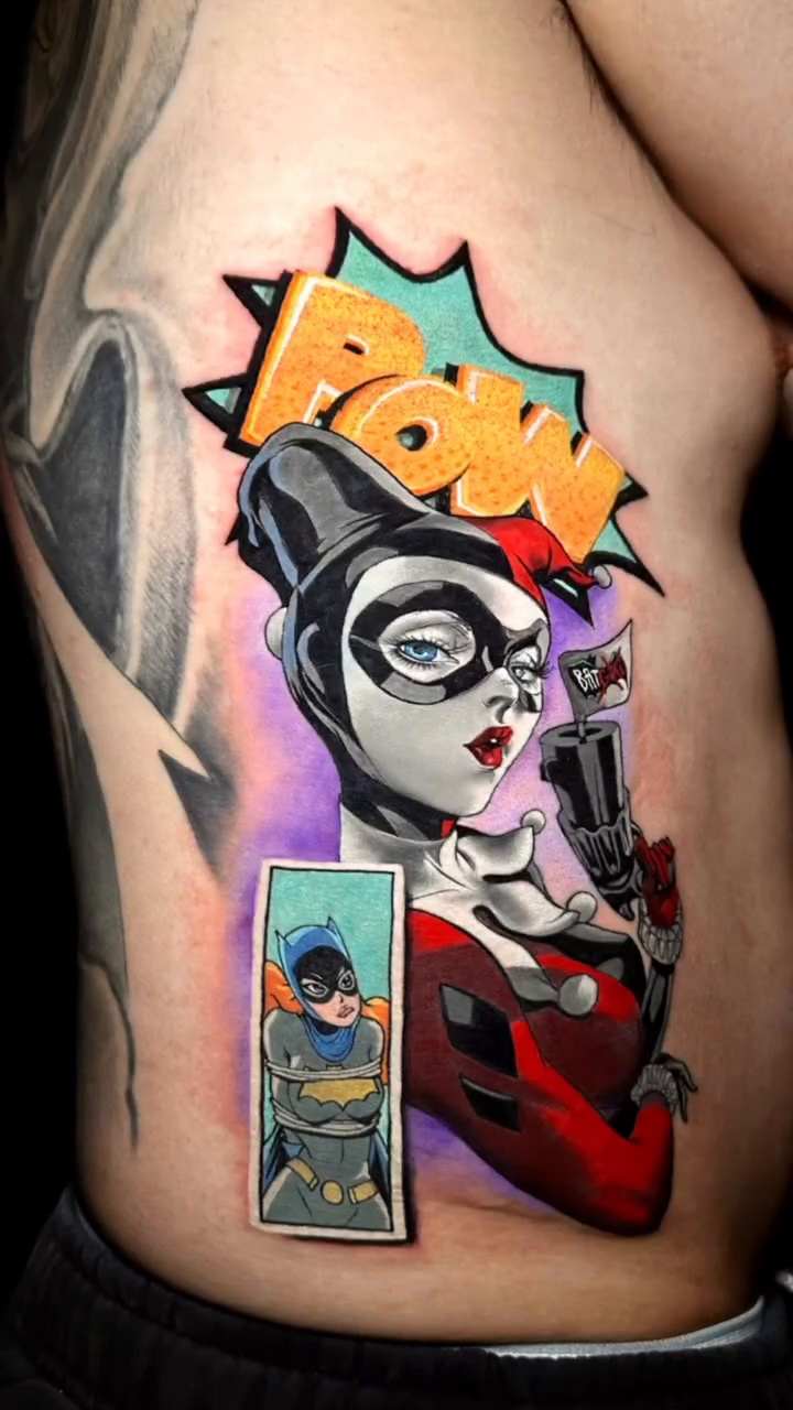 Harley Quinn new school tattoo by Kevin Bradley Jr, Mesa, Arizona
