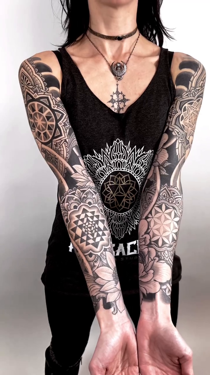 Tattoo by @ariesrhysing — geometric, black_and_grey