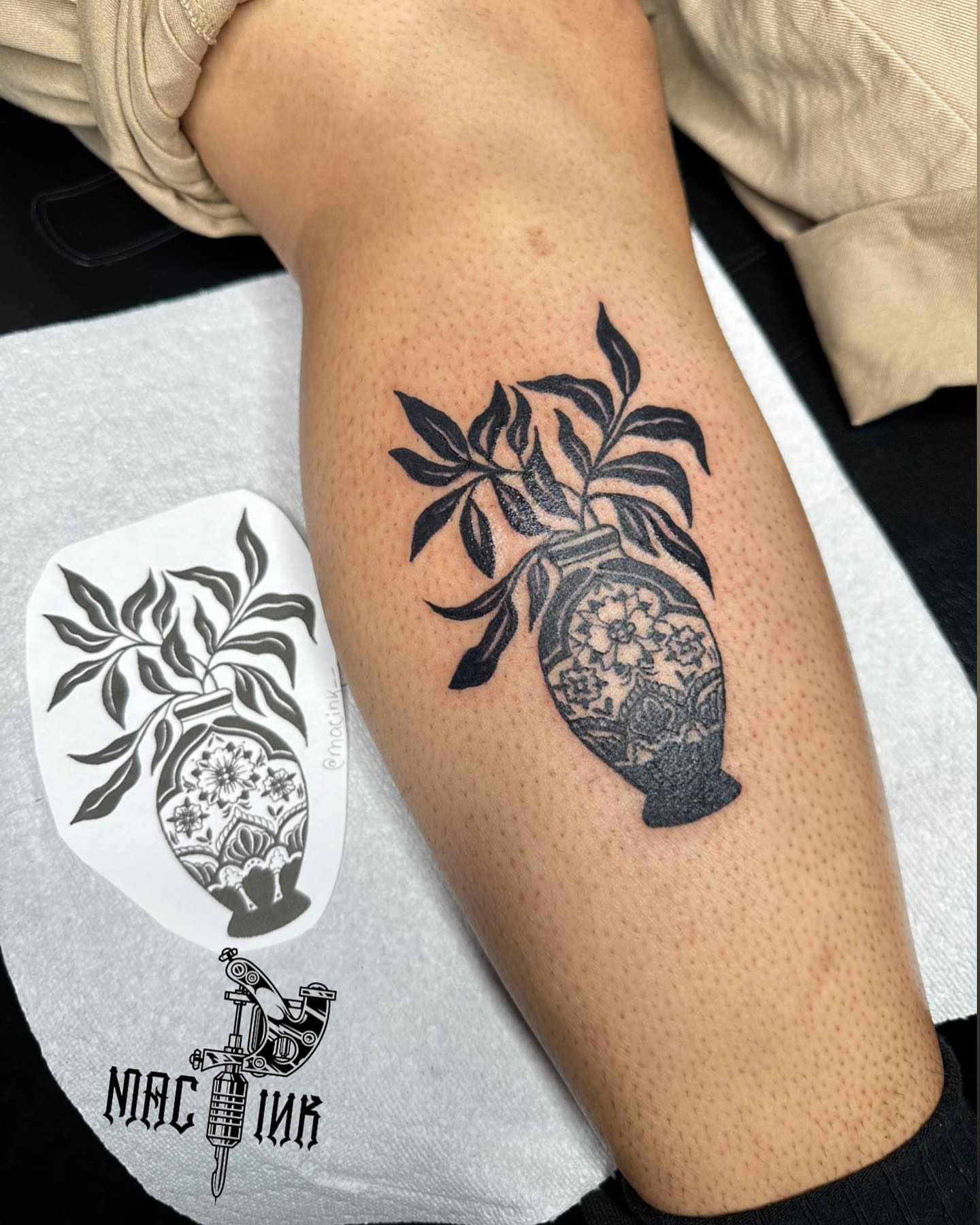 Tattoo by @macink__ — black_and_grey