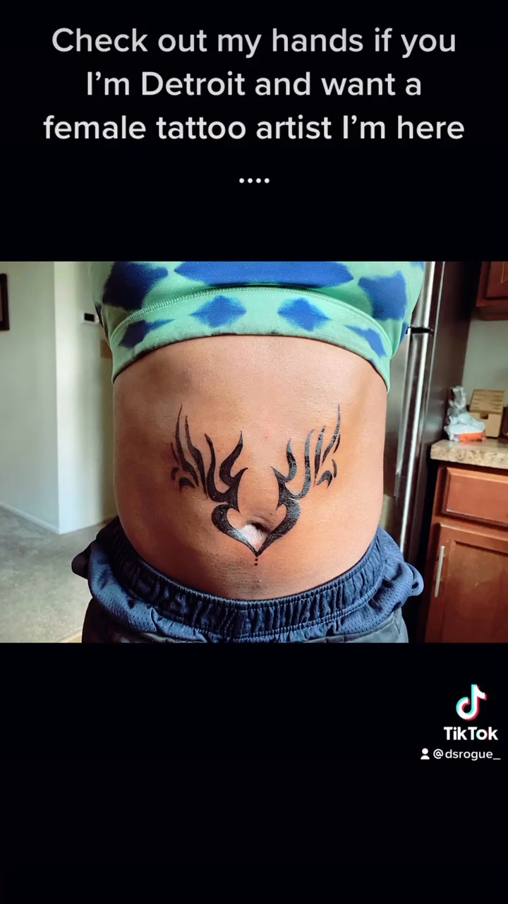 Deer head tattoo on stomach tattoo on the torso by Danimals