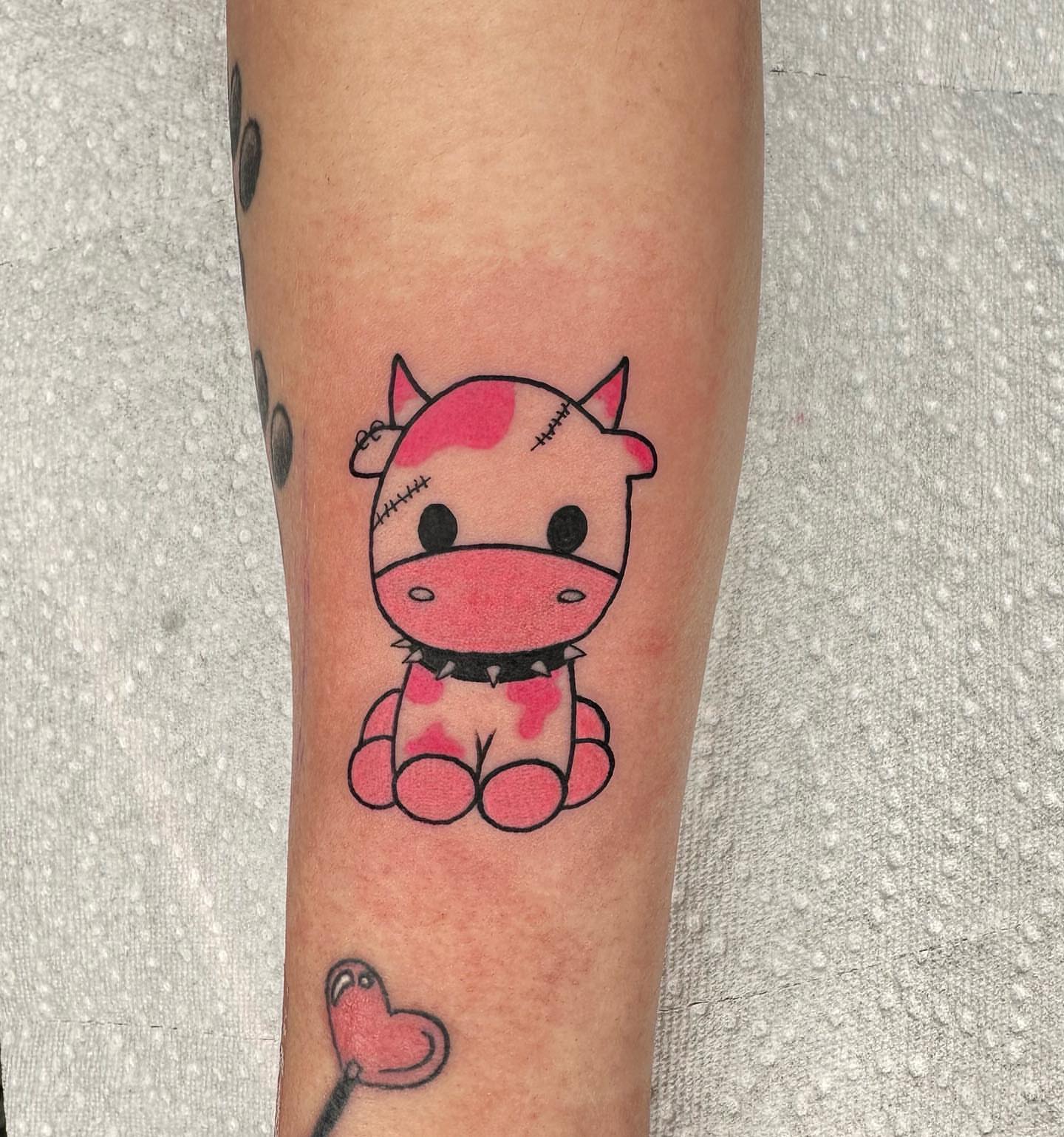 Cow anime tattoo on the forearm by Joce ☾, New York, New York