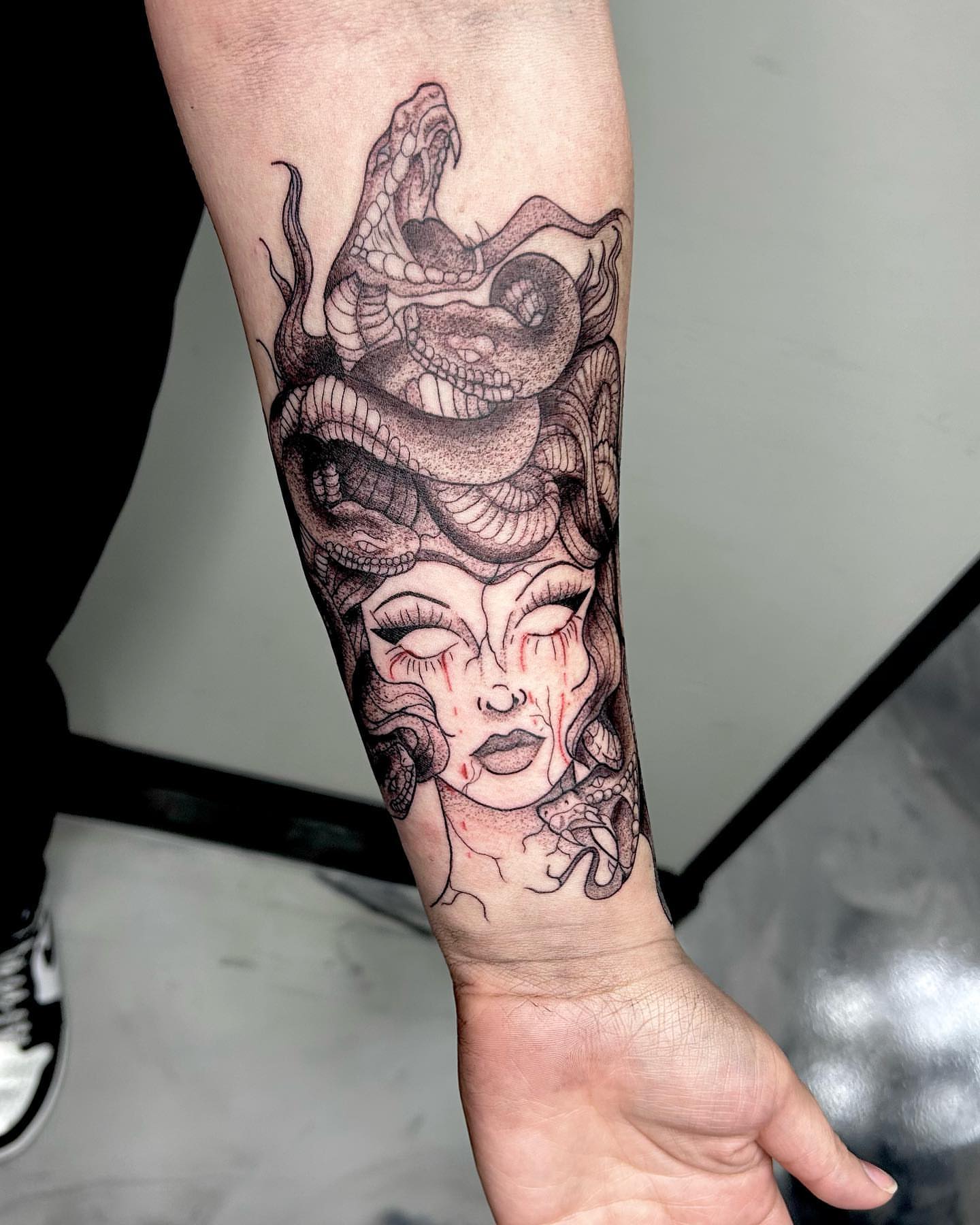 Tattoo by @lildebbie214 — dotwork, black_and_grey