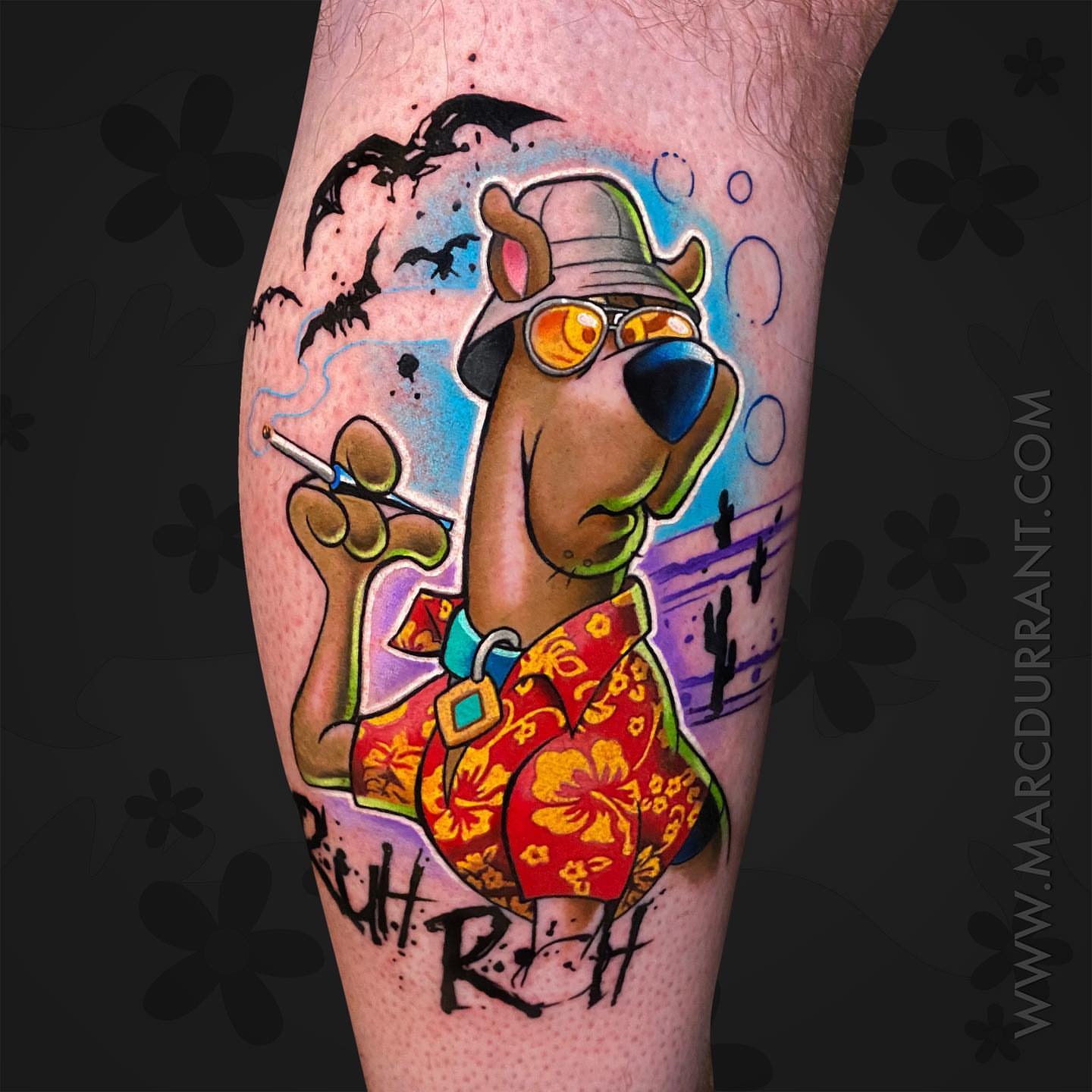Scooby-Doo new school tattoo on the forearm by ᴍᴀʀᴄ ᴅᴜʀʀᴀɴᴛ, Los Angeles, California