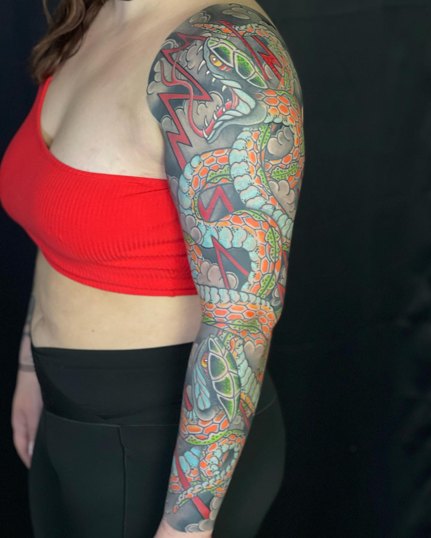 Dragon japanese irezumi tattoo on the upper arm by Mark Thompson, Dallas, Texas