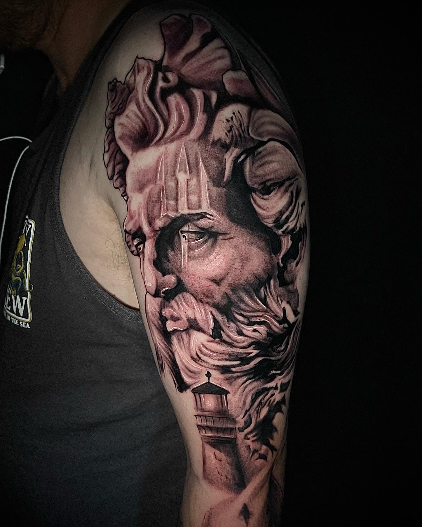 God-like figure realism tattoo on the forearm by BillydaKid