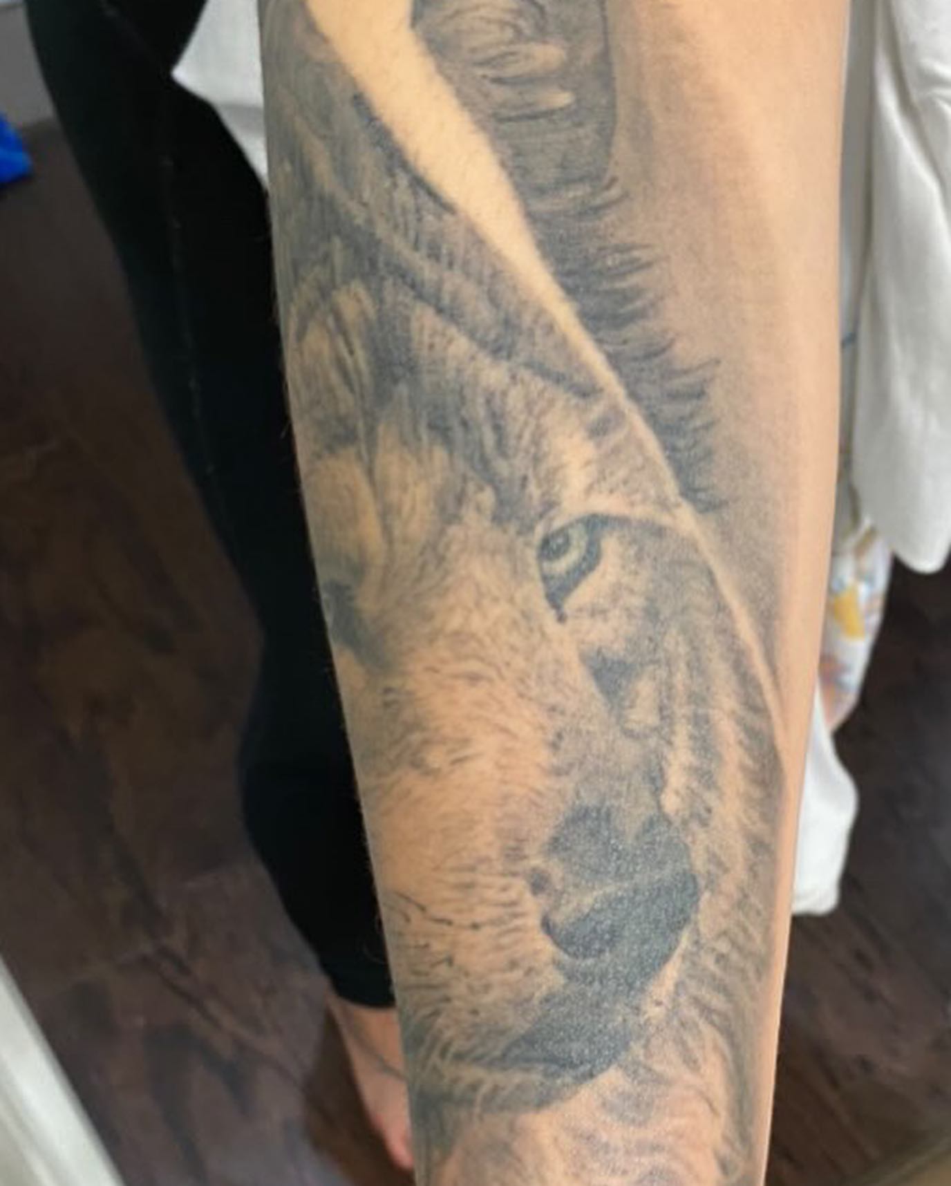Lion realism tattoo on the forearm by Sirvonesmithtattoos@gmail.com