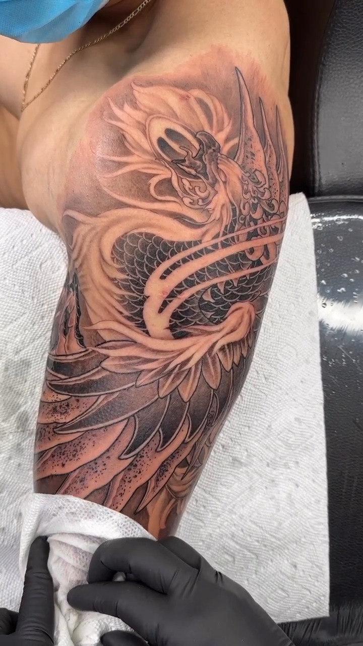 Tattoo by @vudoo_tattoo — japanese_irezumi, black_and_grey