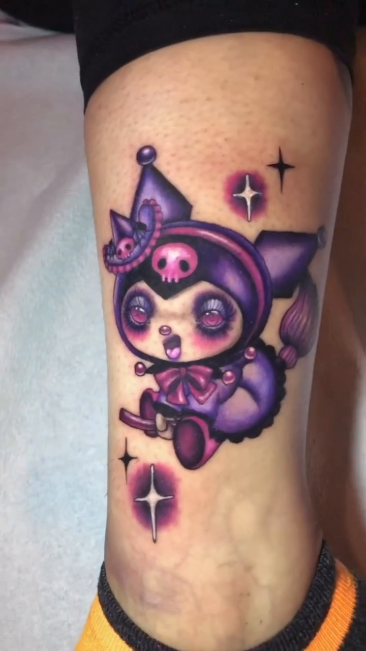 Kuromi character new school tattoo by 𝕸𝖊𝖌𝖆𝖓 𝕮𝖍𝖊𝖛𝖆𝖙𝖊𝖜𝖆🦇 Brooklyn Tattoo Artist