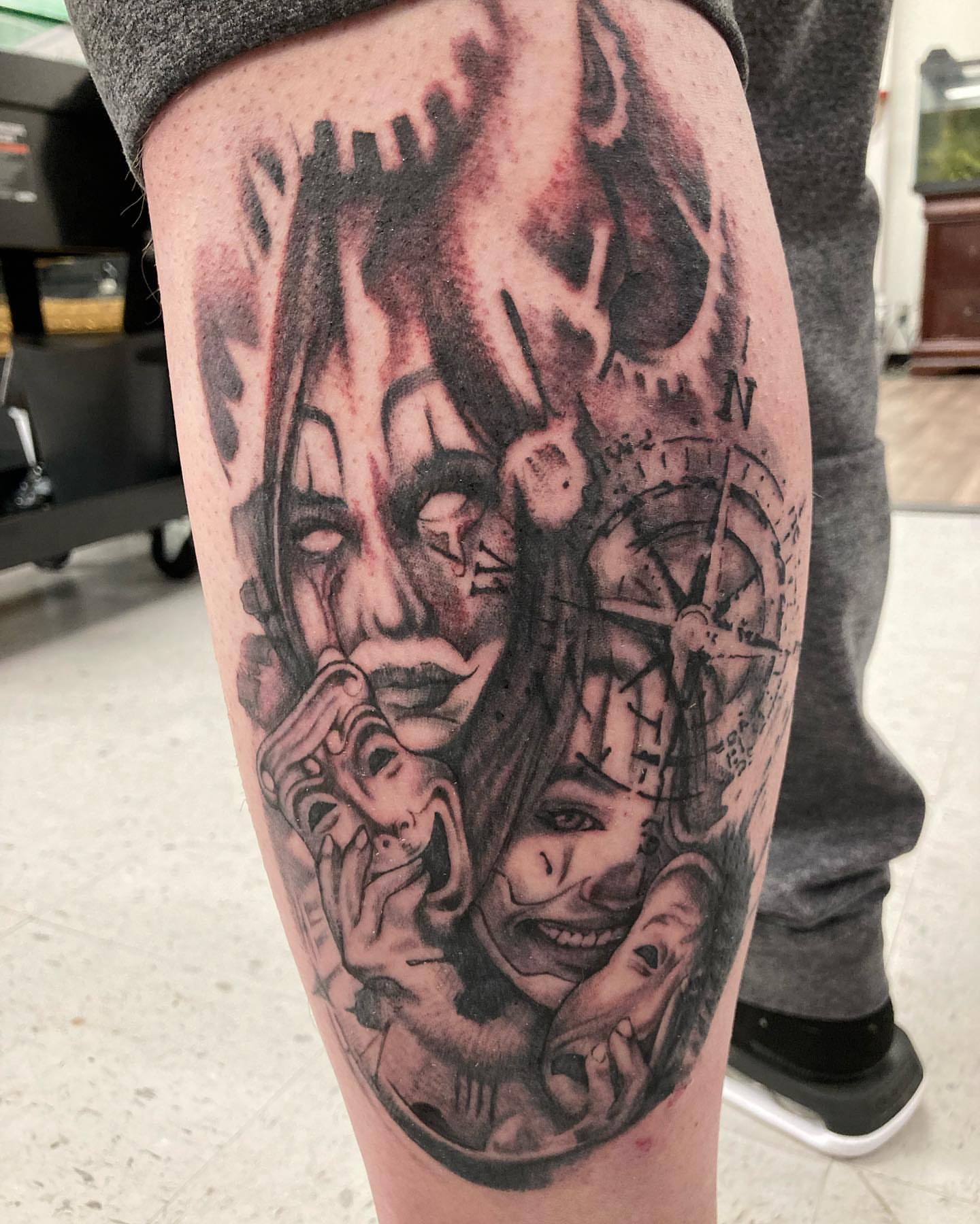 Abstract surrealism dark realism tattoo on the forearm by Hot Dawg