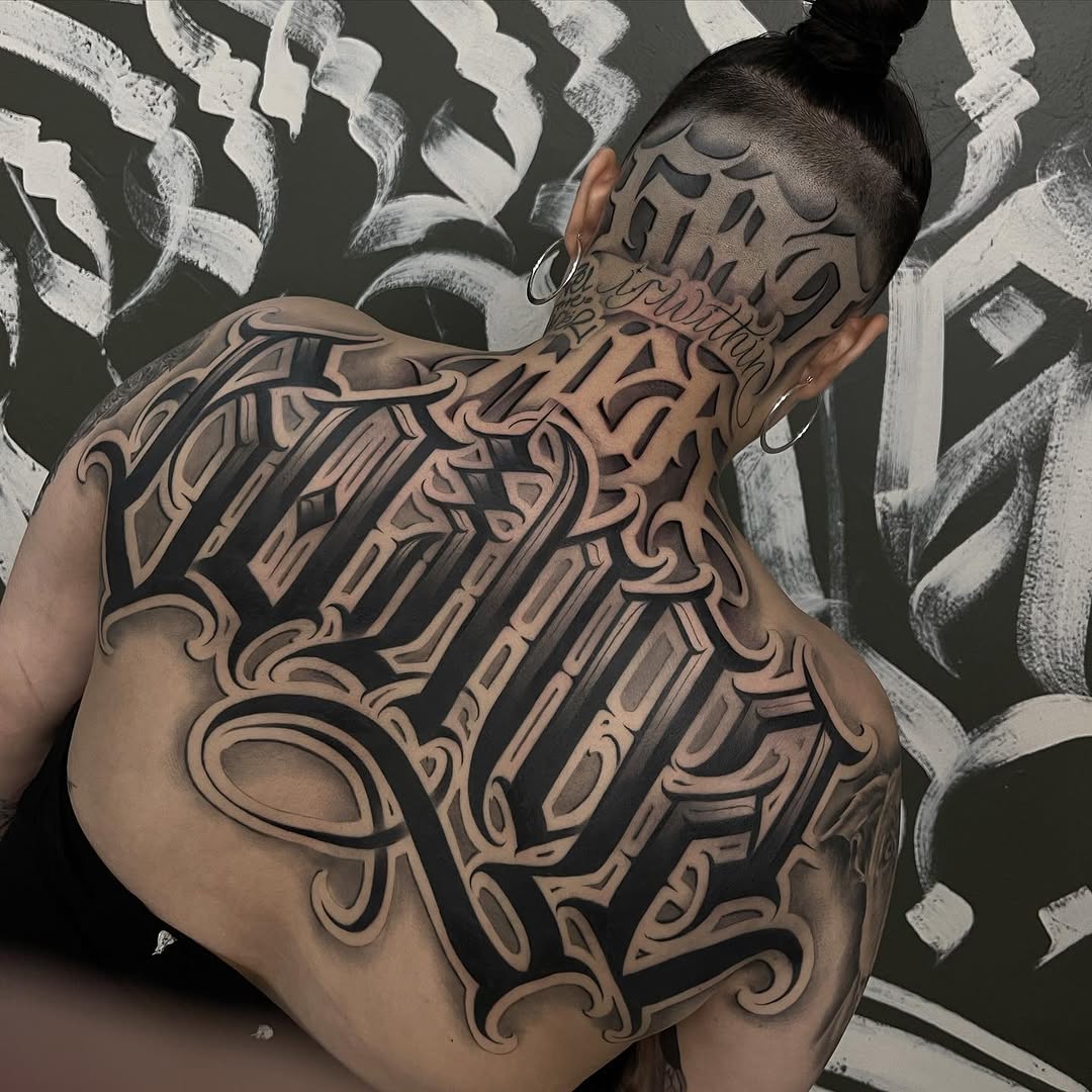 Tattoo by @tattoo_beez — lettering_script, black_and_grey