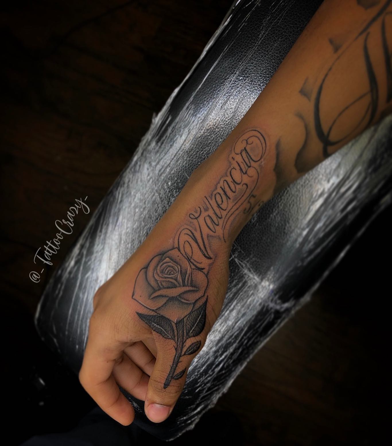 Rose black and grey tattoo on the forearm by TattooCrazy🎭