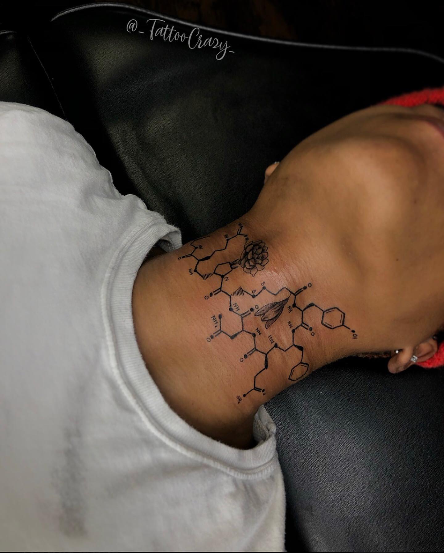 Chemical structure black and grey tattoo on the shoulder by TattooCrazy🎭