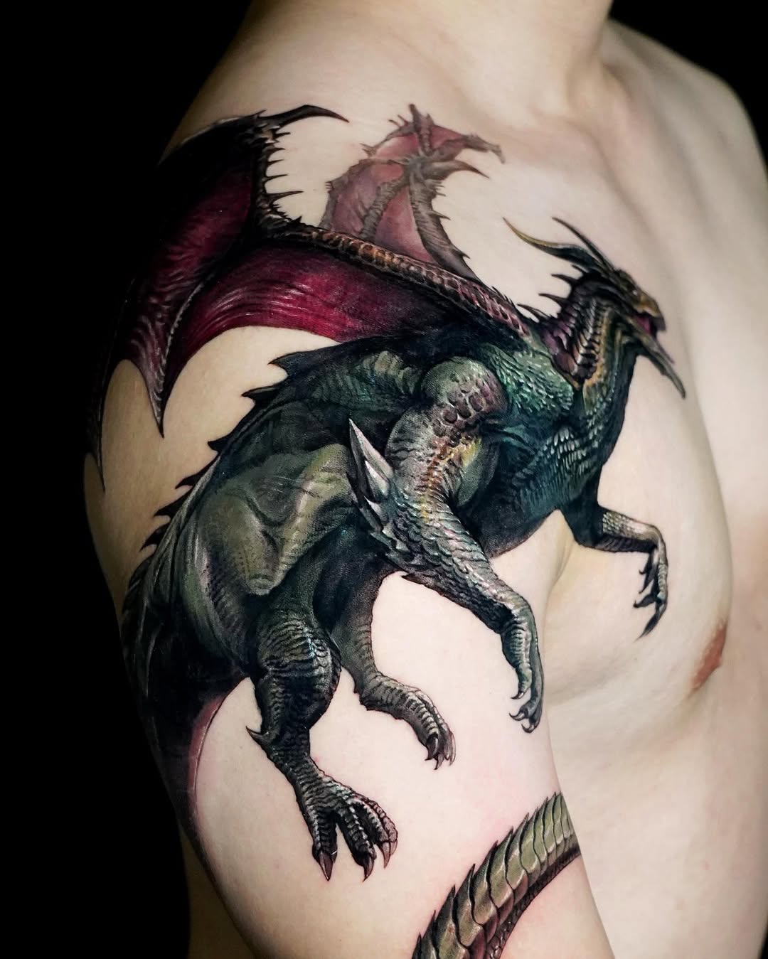 Dragon Japanese tattoo on the shoulder by Eun, Toronto, Ontario
