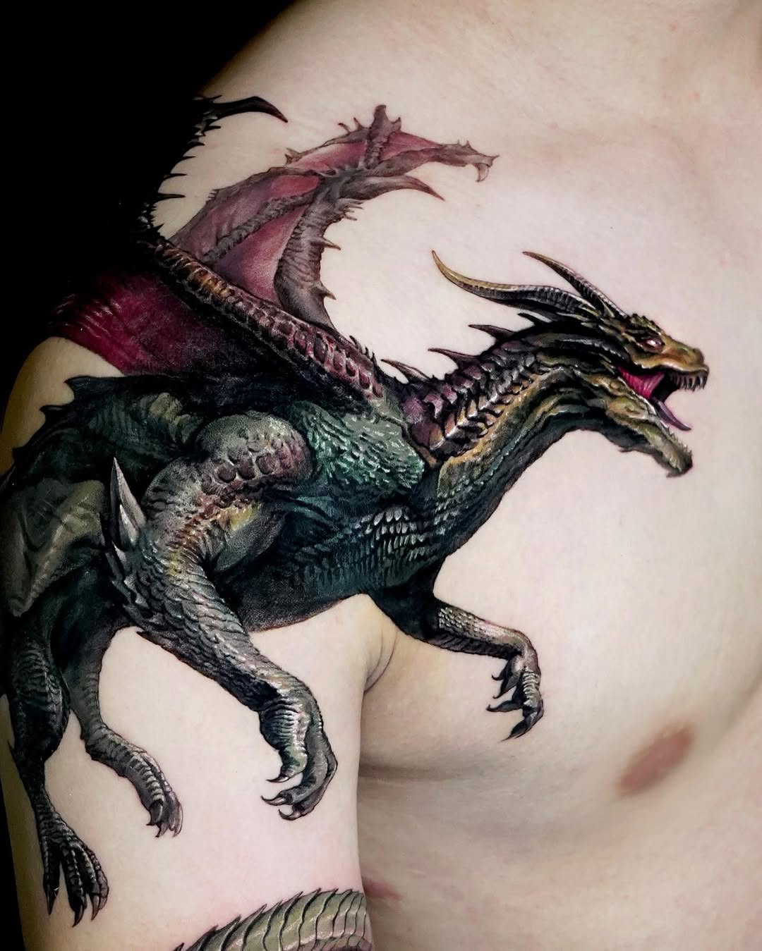 Dragon Japanese tattoo on the shoulder by Eun, Toronto, Ontario