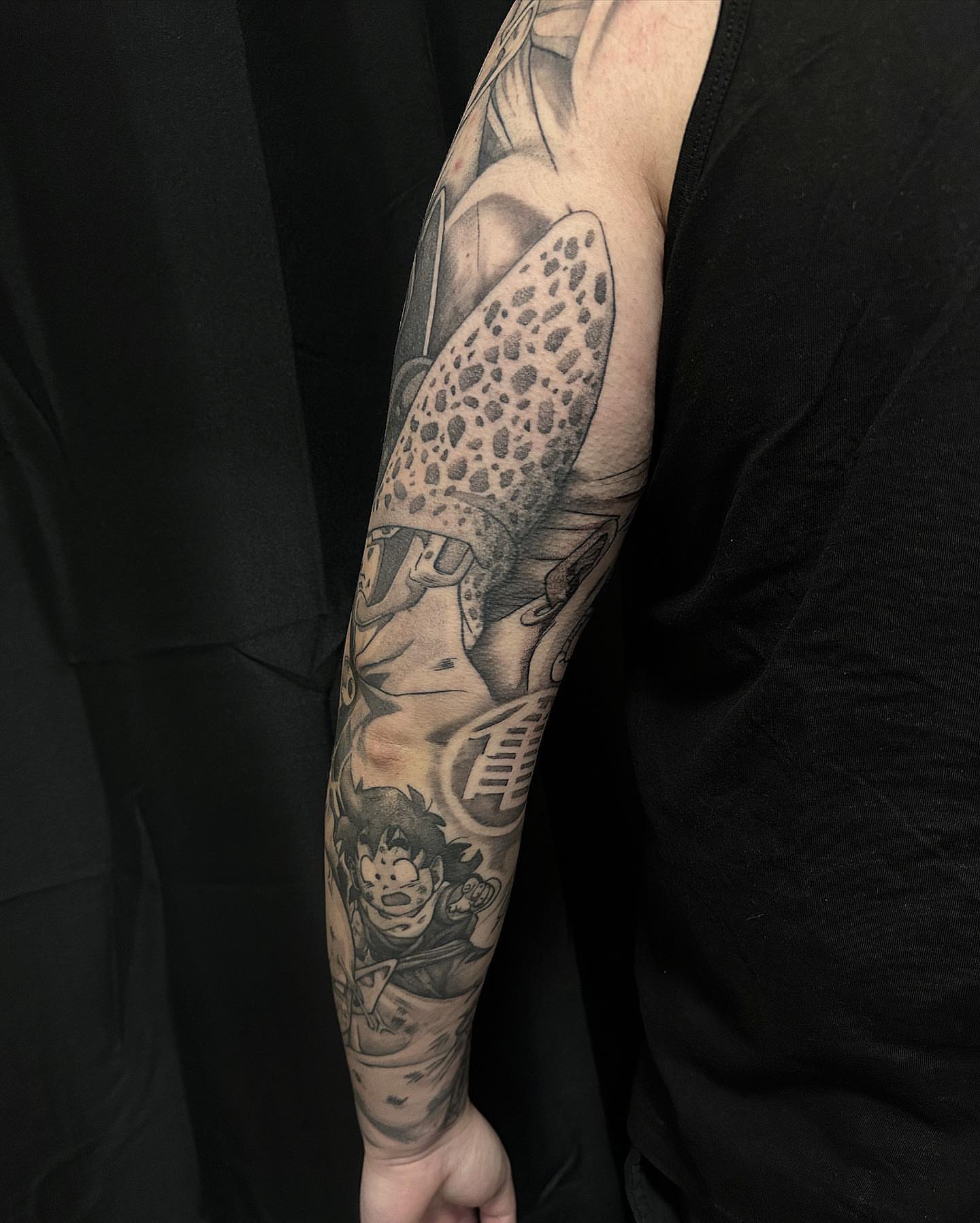 Dragon ball character realism tattoo on the forearm by πΈπππ πππ€