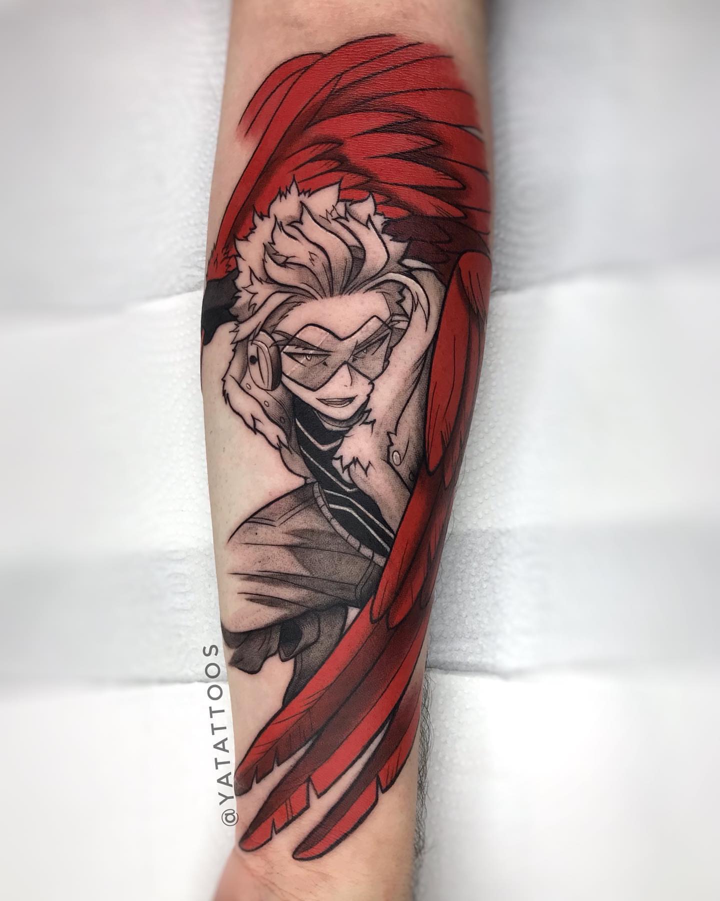 Anime character anime tattoo on the forearm by Yasmin Almeida