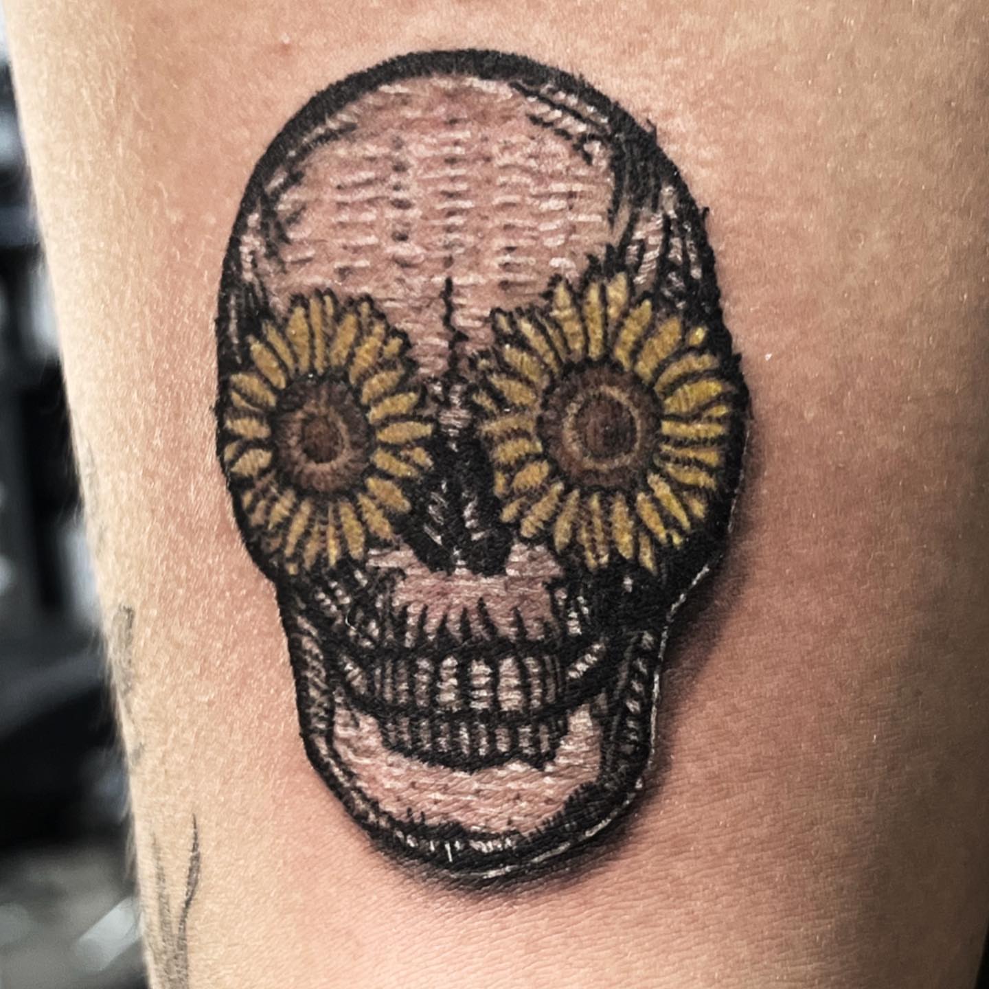 Sugar skull black and grey tattoo on the forearm by Nance⚡