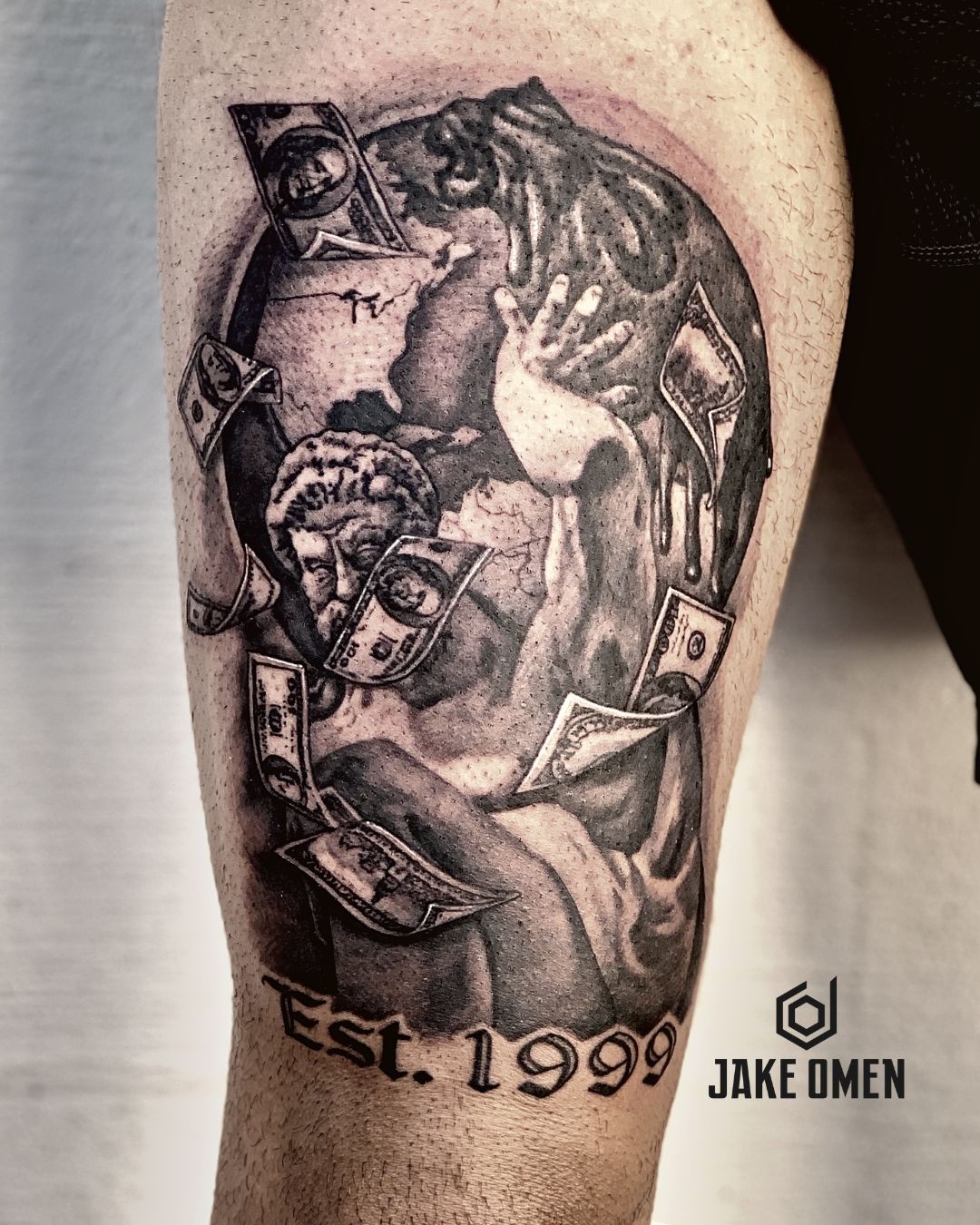 Tattoo by @jakeomen — black_and_grey, realism
