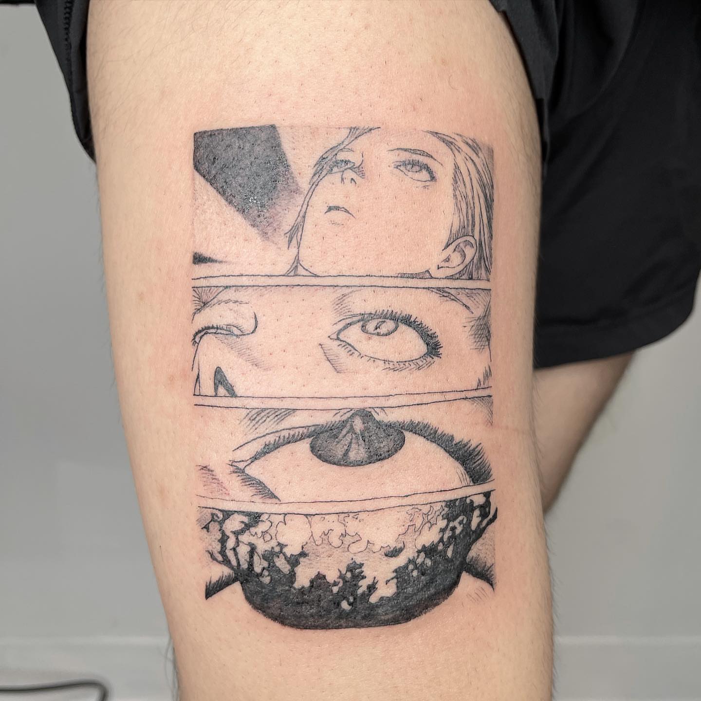Anime character anime tattoo on the forearm by sanjai
