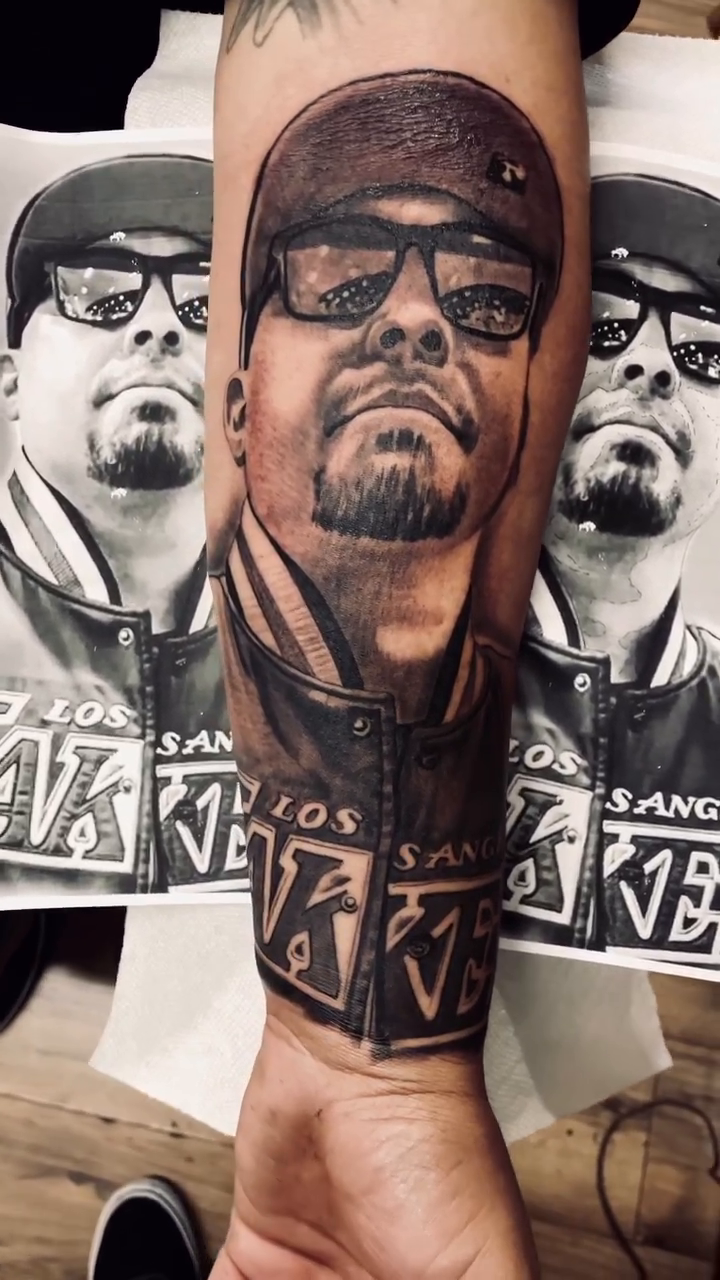 Portrait of a man realism tattoo by Brian Sixdeuce
