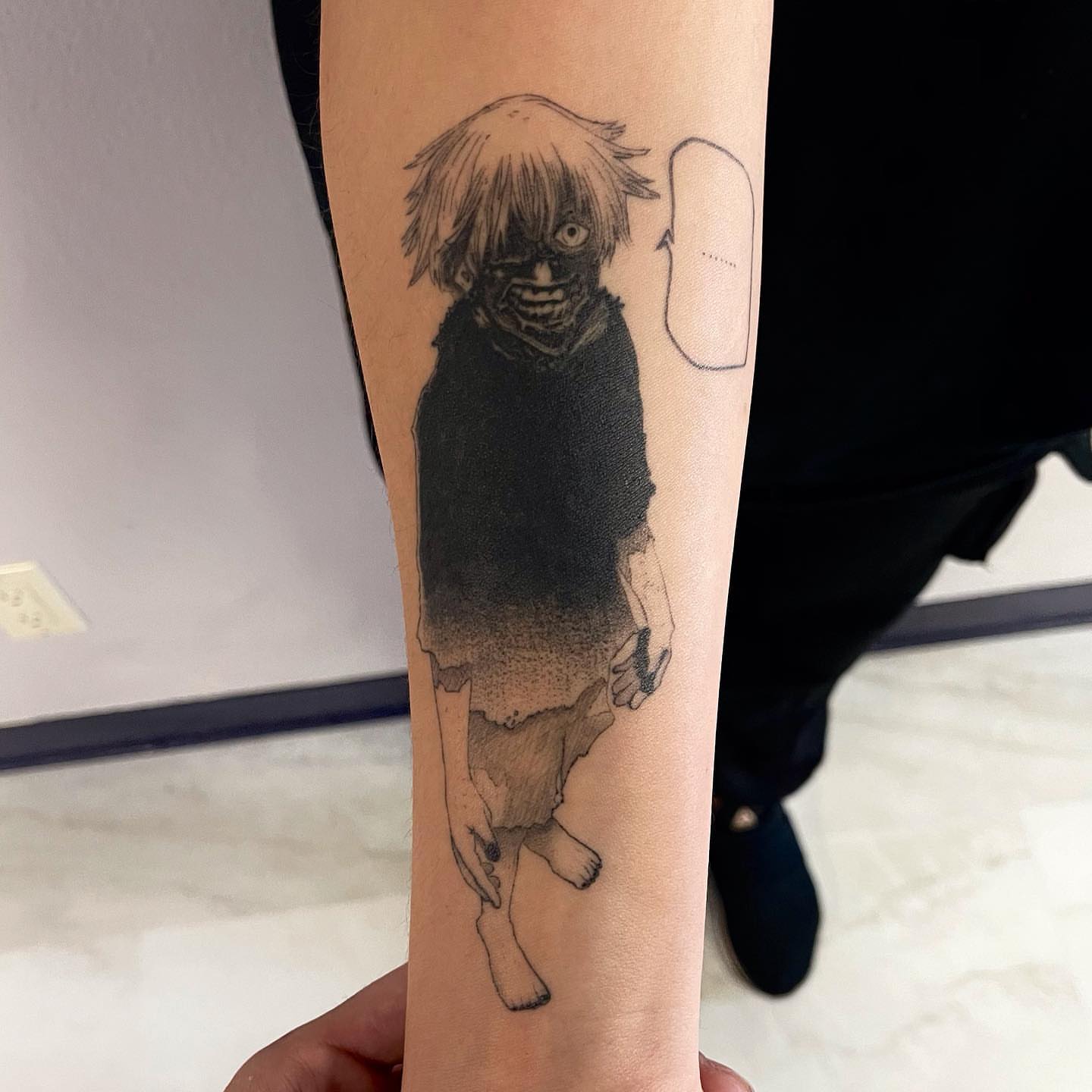 Anime character anime tattoo on the forearm by Mika