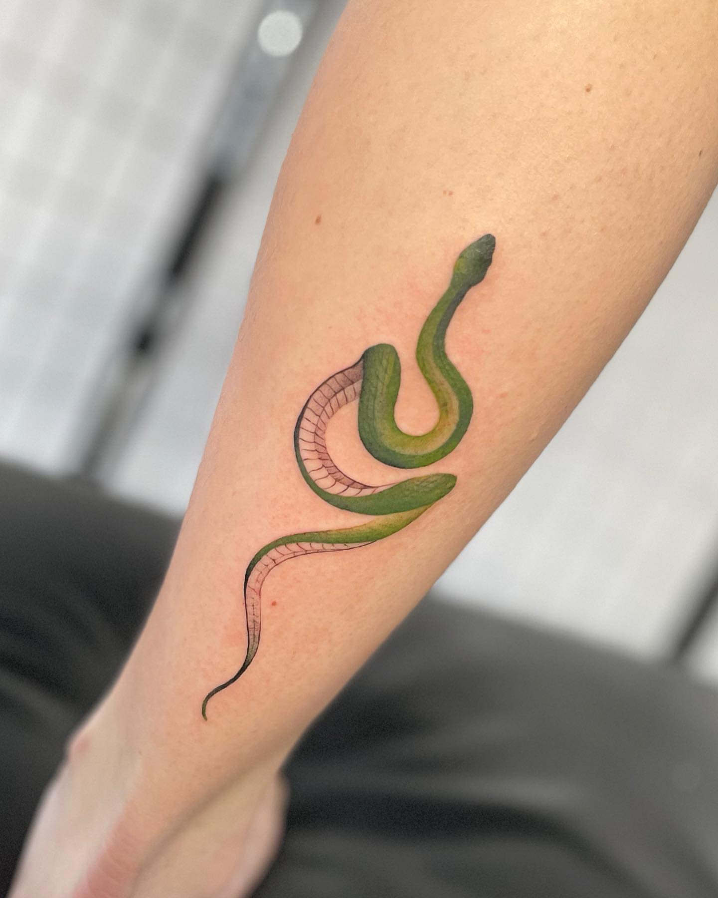 Snake realism tattoo on the forearm by Georgia Grey