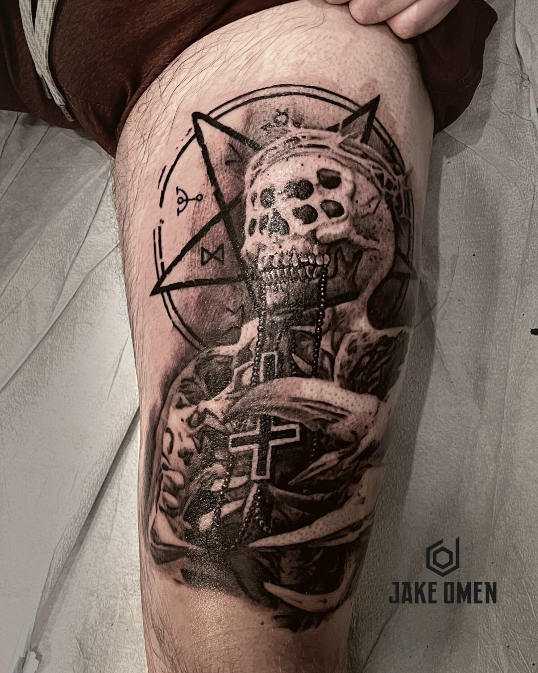Tattoo by @jakeomen — black_and_grey, realism