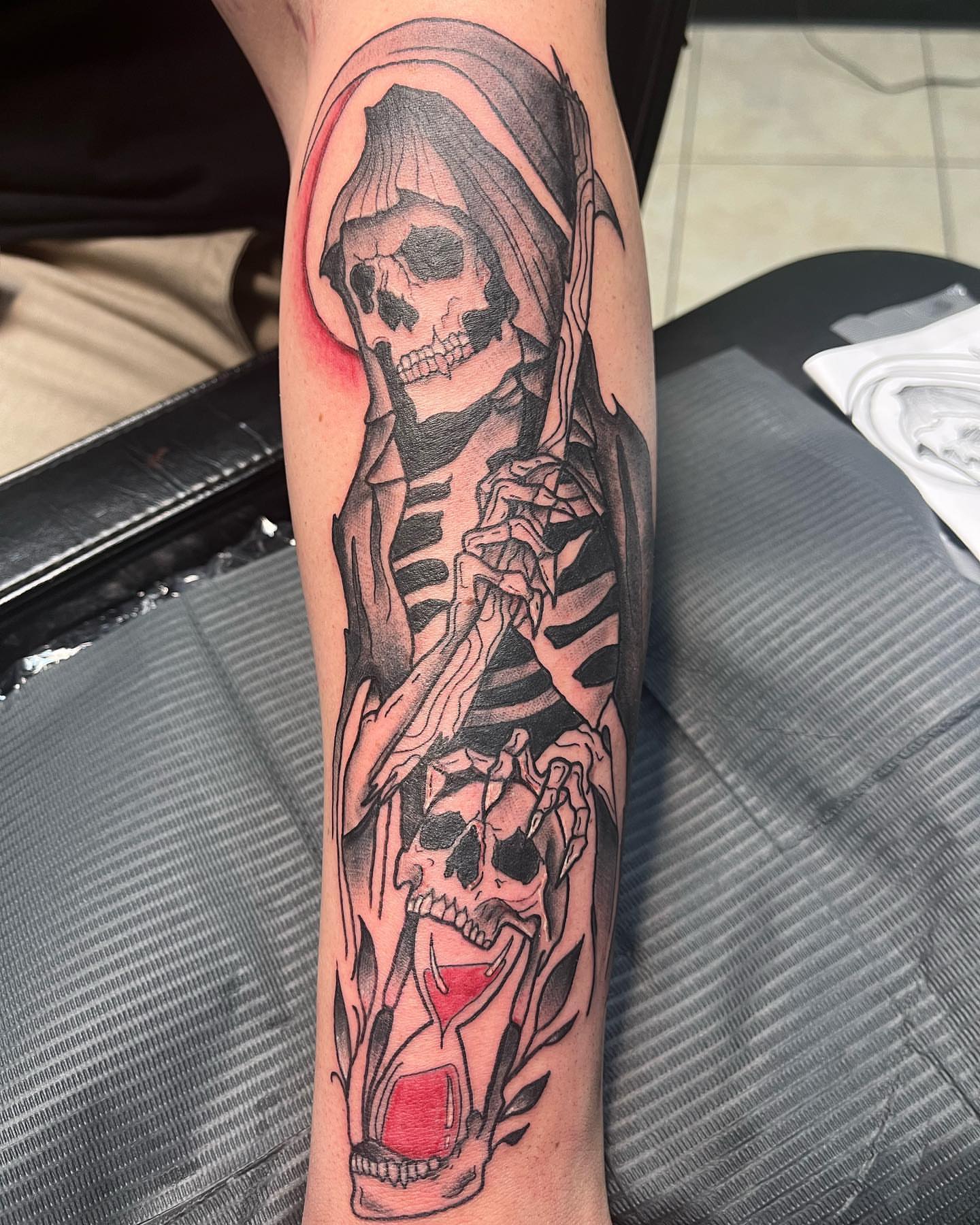 Tattoo by @oledanink — black_and_grey