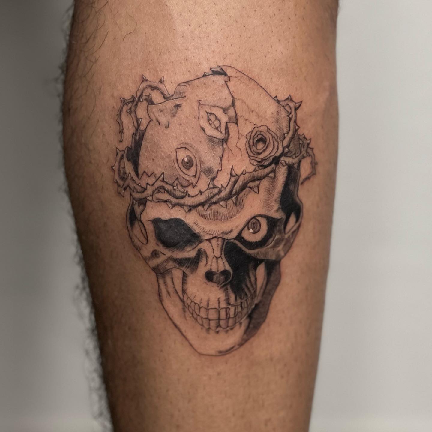 Tattoo by @bigheadtattoo — black_and_grey, realism