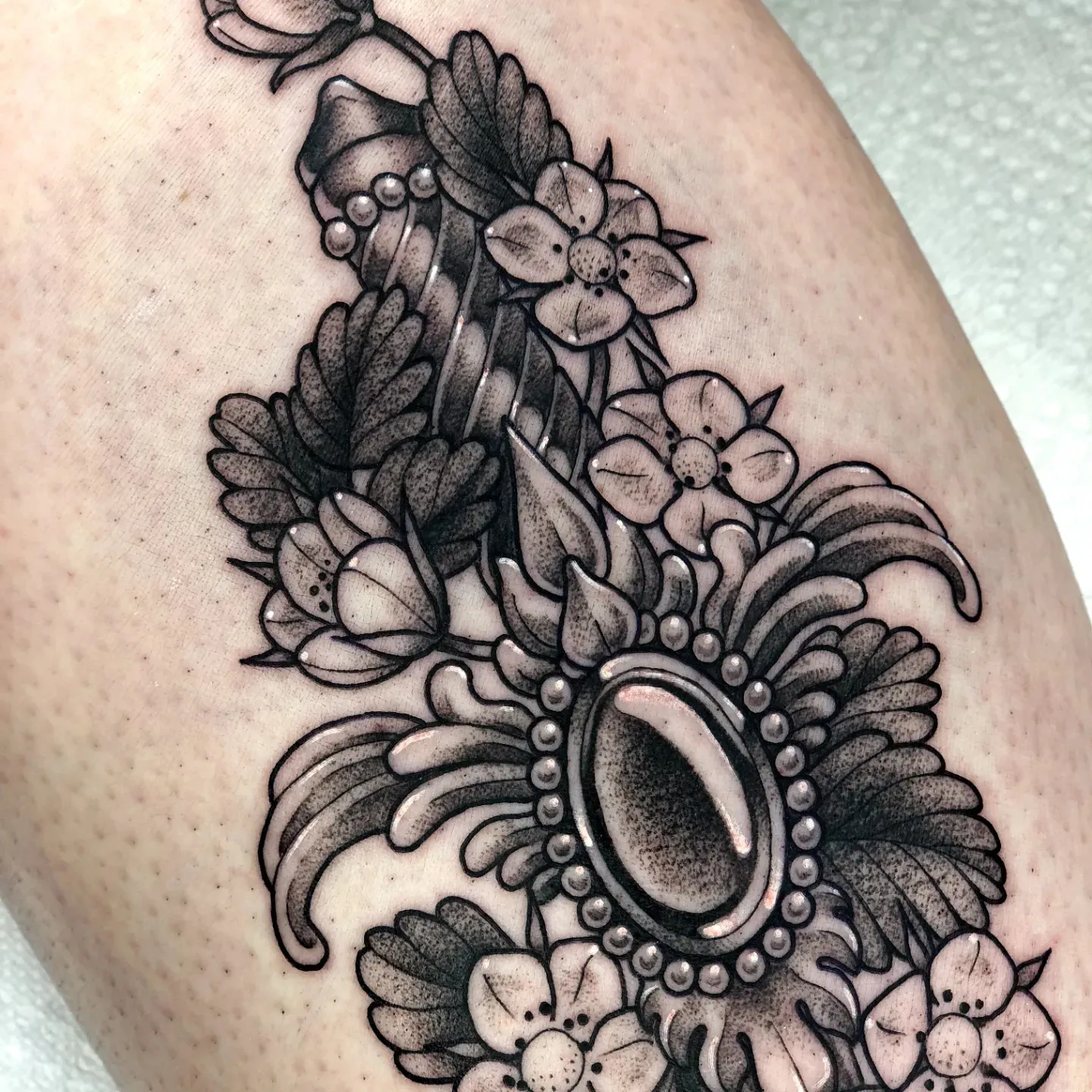 Tattoo by @katie.the.chiang — black_and_grey, ornamental