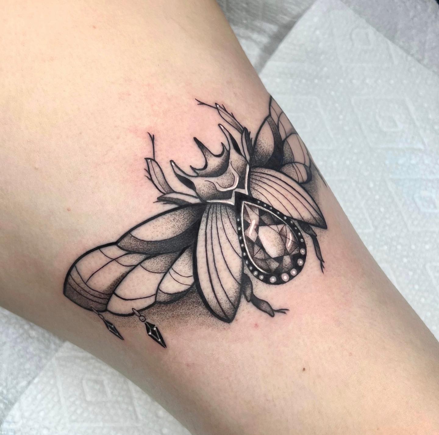 Insect dotwork tattoo on the forearm by 🤎Dannon 🕸