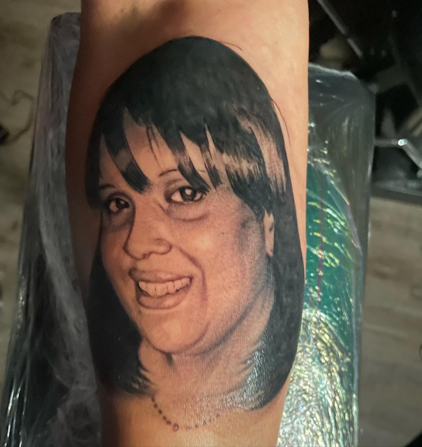 Portrait realism tattoo on the forearm by "el asere, el zurdo"