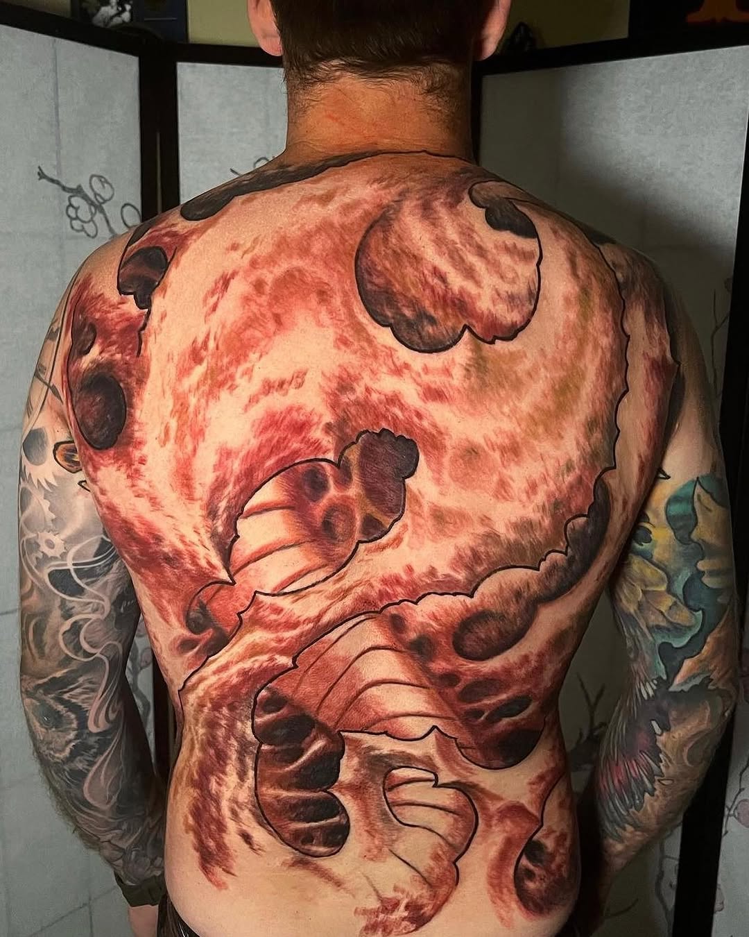 Tattoo by @tymcewen โ blackwork, trash_polka