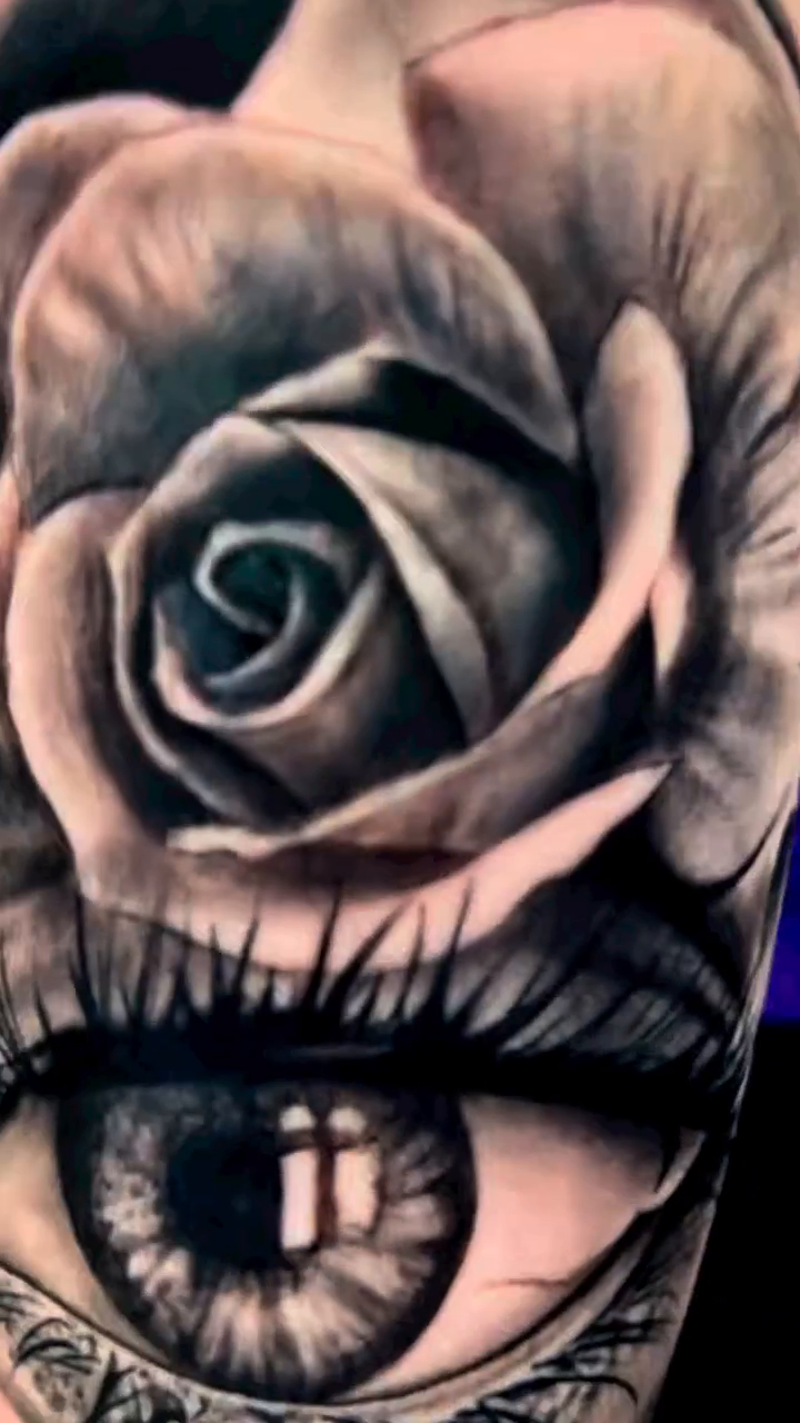 Rose and eye with candle realism tattoo by ππ―ππ³π¦π° πππͺπ¬π«π±