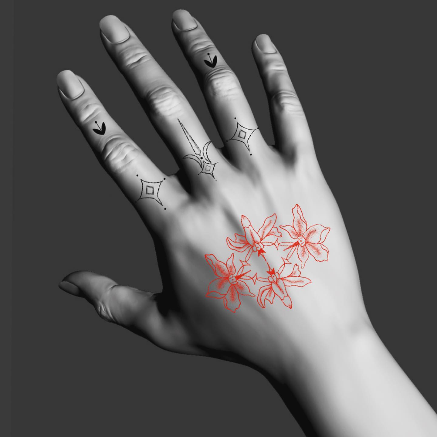 Tattoo by @deuxmainstattoo — dotwork, minimalist