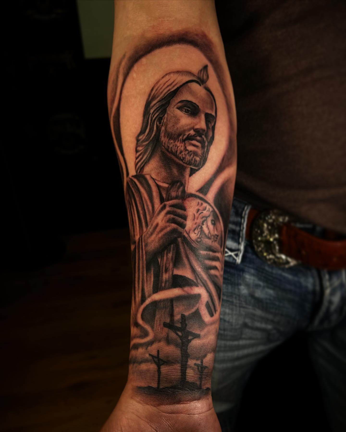 Tattoo by @dreamchaserink — black_and_grey, realism