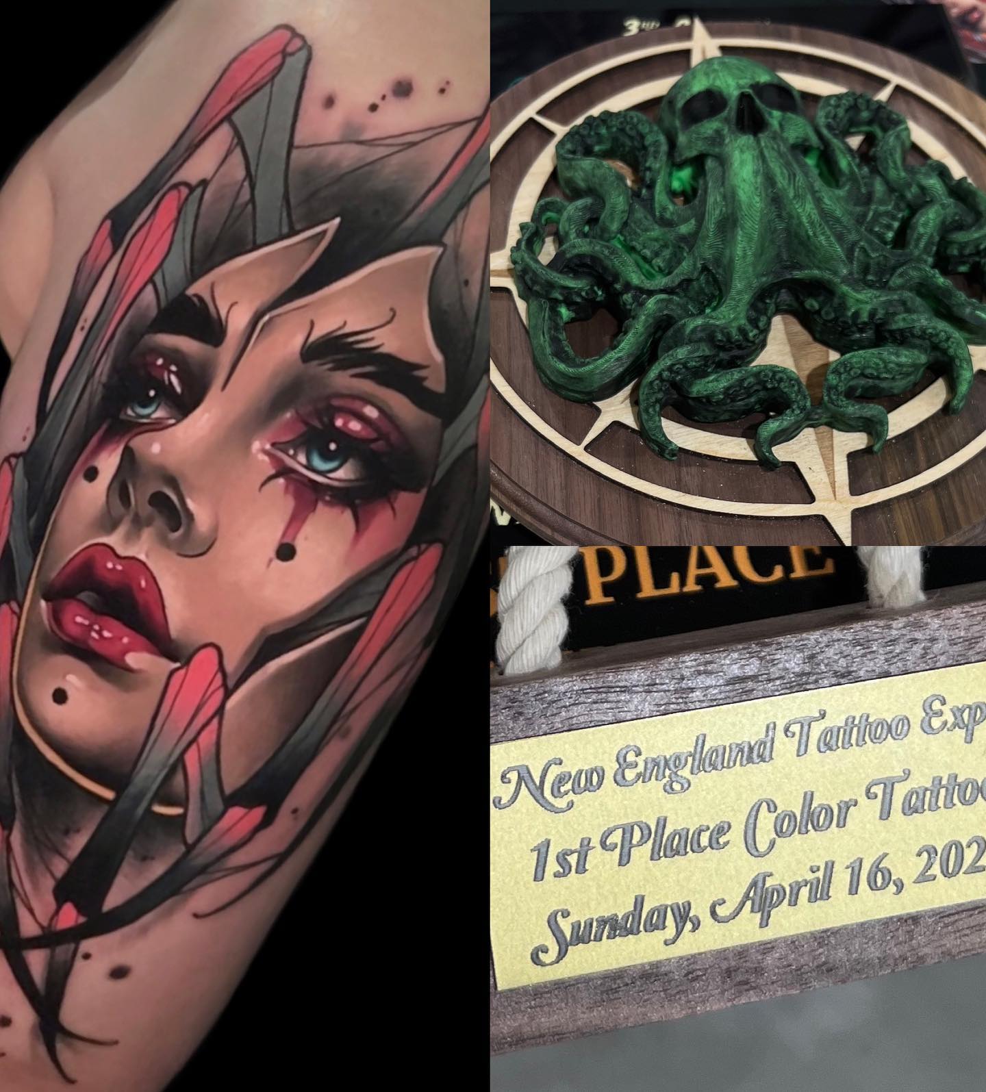 Portrait of a woman neo-traditional tattoo on the upper arm by Andrey
