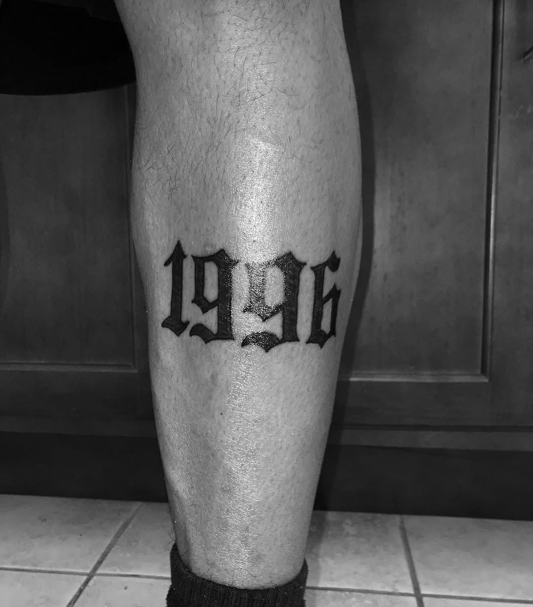 Year 1996 tattoo on the leg by CmoreInk