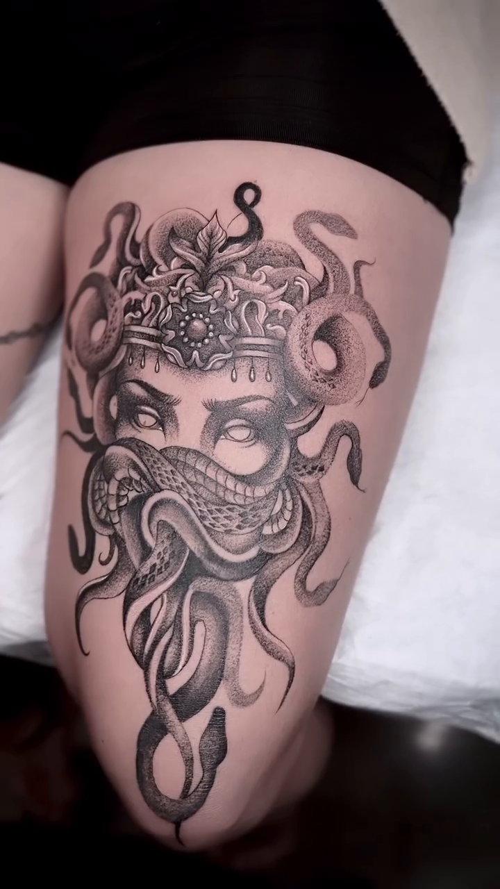 Tattoo by @owens_tattoos — dark_realism, black_and_grey