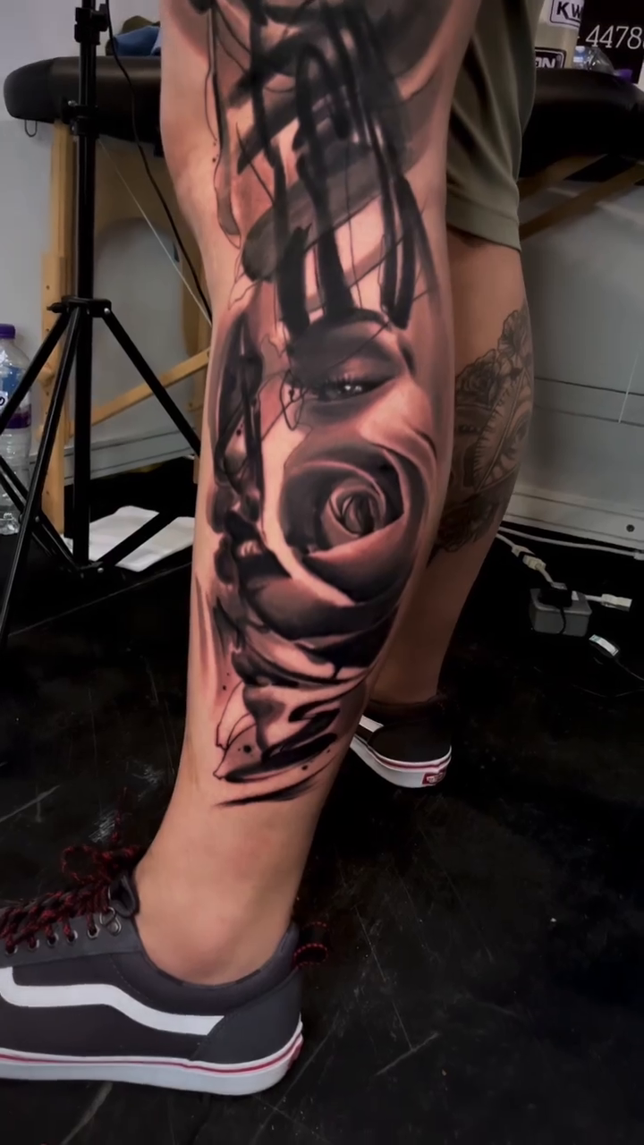Tattoo by @sim_camillonitattoos — dark_realism, black_and_grey