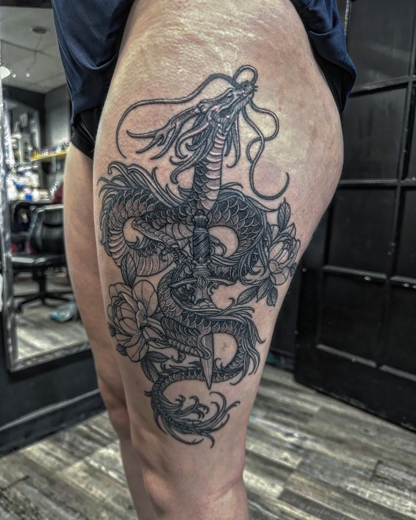 Tattoo by @duffsart — black_and_grey