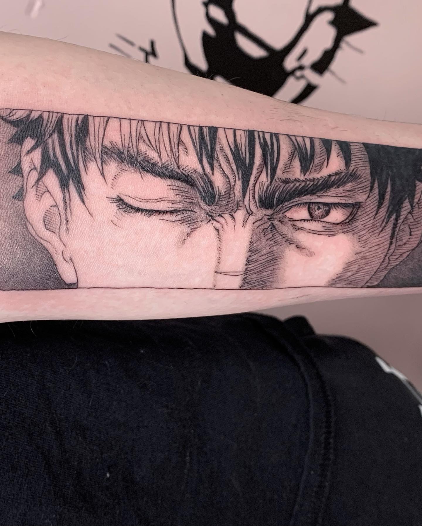 Anime character realism tattoo on the forearm by Sarah