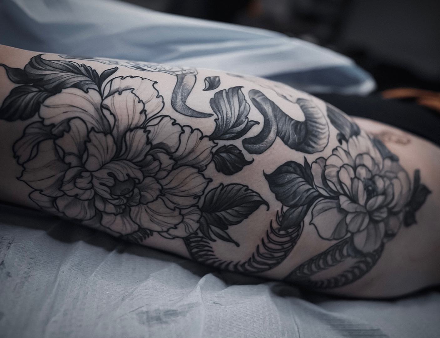 Tattoo by @jdmroxy_24 — black_and_grey