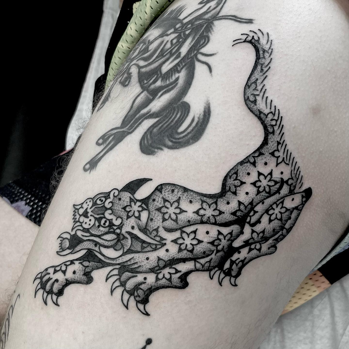 Tattoo by @jasonryantattoos — dotwork, black_and_grey
