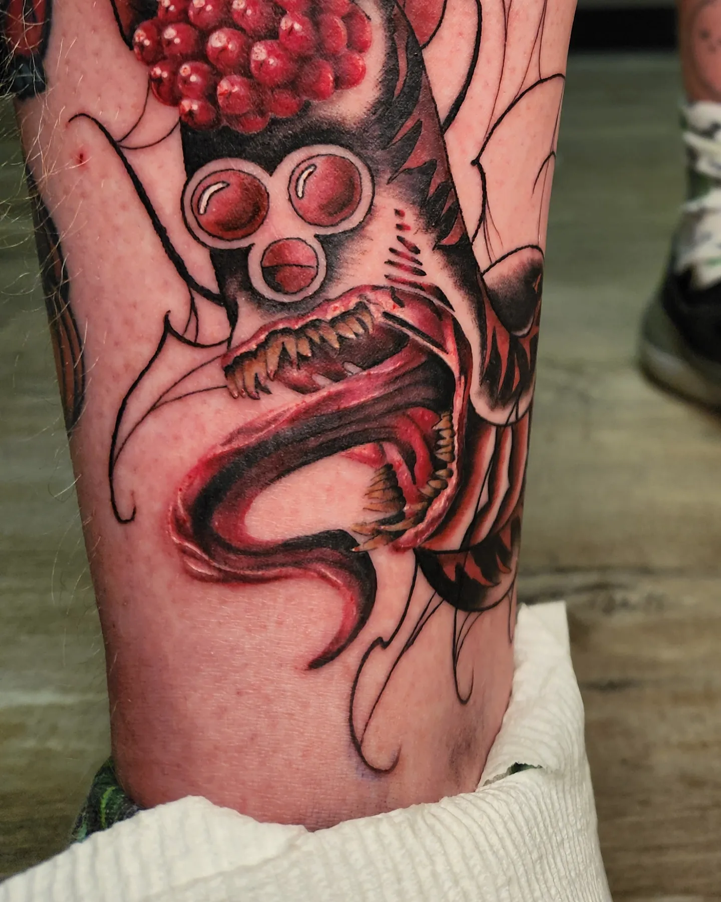 Clown American traditional tattoo on the forearm by Joshua Clark Tattoos Ⓥ